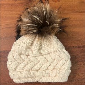 Beautiful Gorsuch Inverni Raccoon Pom Pom and Cashmere Hat